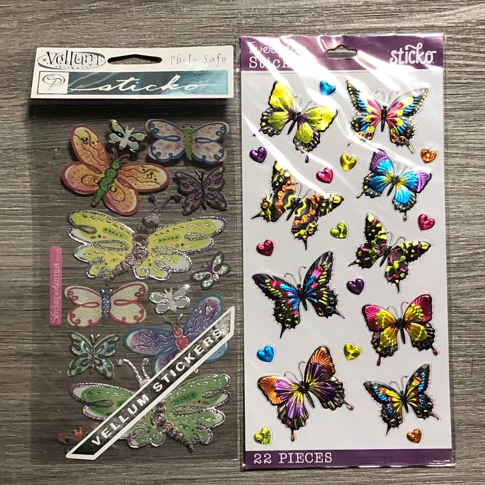 New! Sticko Butterfly Sticker Lot